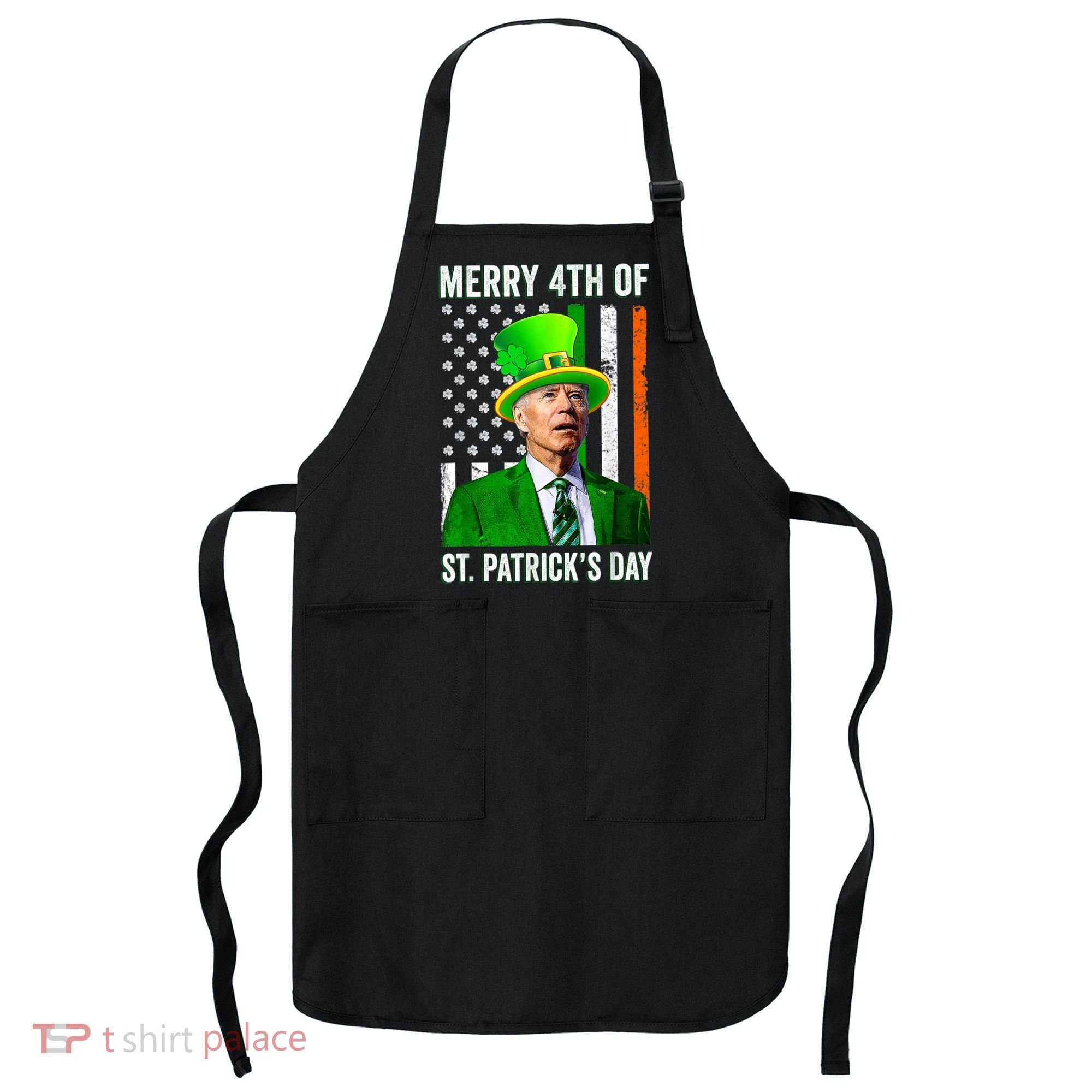 Merry 4th Of St Patrick's Day Joe Biden Leprechaun Hat Apron