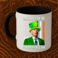 Merry 4th Of St Patrick's Day Joe Biden Leprechaun Hat Coffee Mug thumb 2