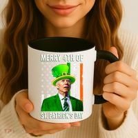 Merry 4th Of St Patrick's Day Joe Biden Leprechaun Hat Coffee Mug thumb 3