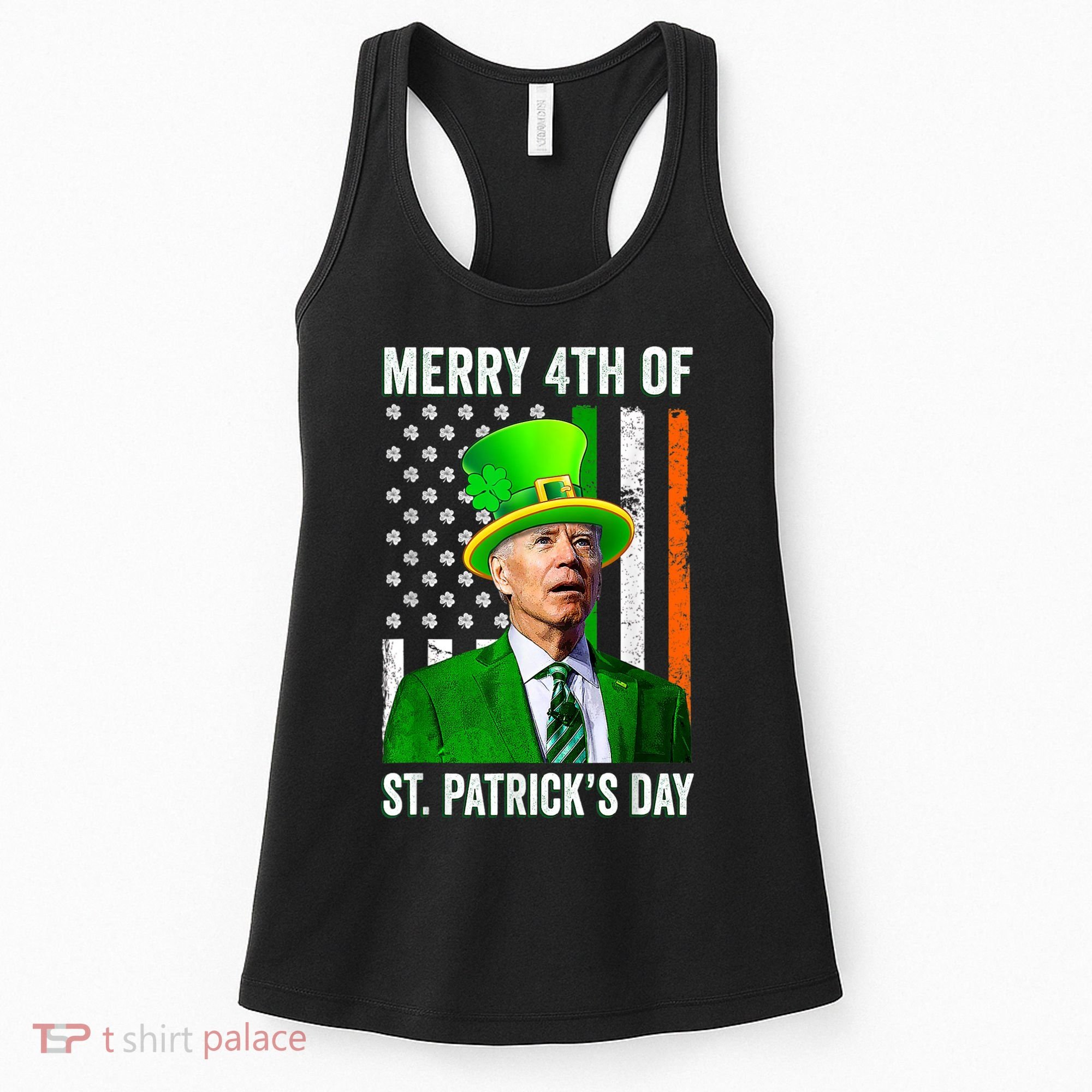 Merry 4th Of St Patrick's Day Joe Biden Leprechaun Hat Women's Tank Top