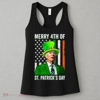 Merry 4th Of St Patrick's Day Joe Biden Leprechaun Hat Women's Tank Top thumb 3