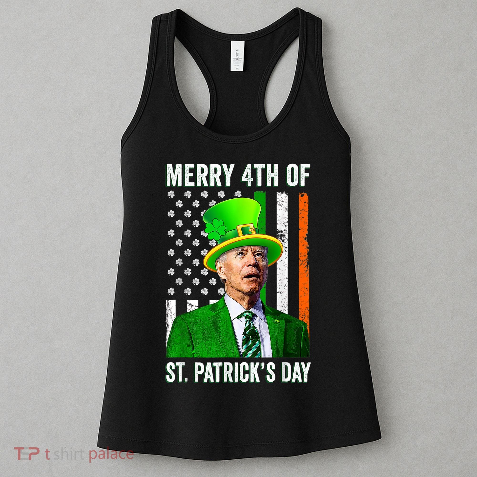Merry 4th Of St Patrick's Day Joe Biden Leprechaun Hat Women's Tank Top