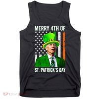 Merry 4th Of St Patrick's Day Joe Biden Leprechaun Hat Tank Top thumb 0