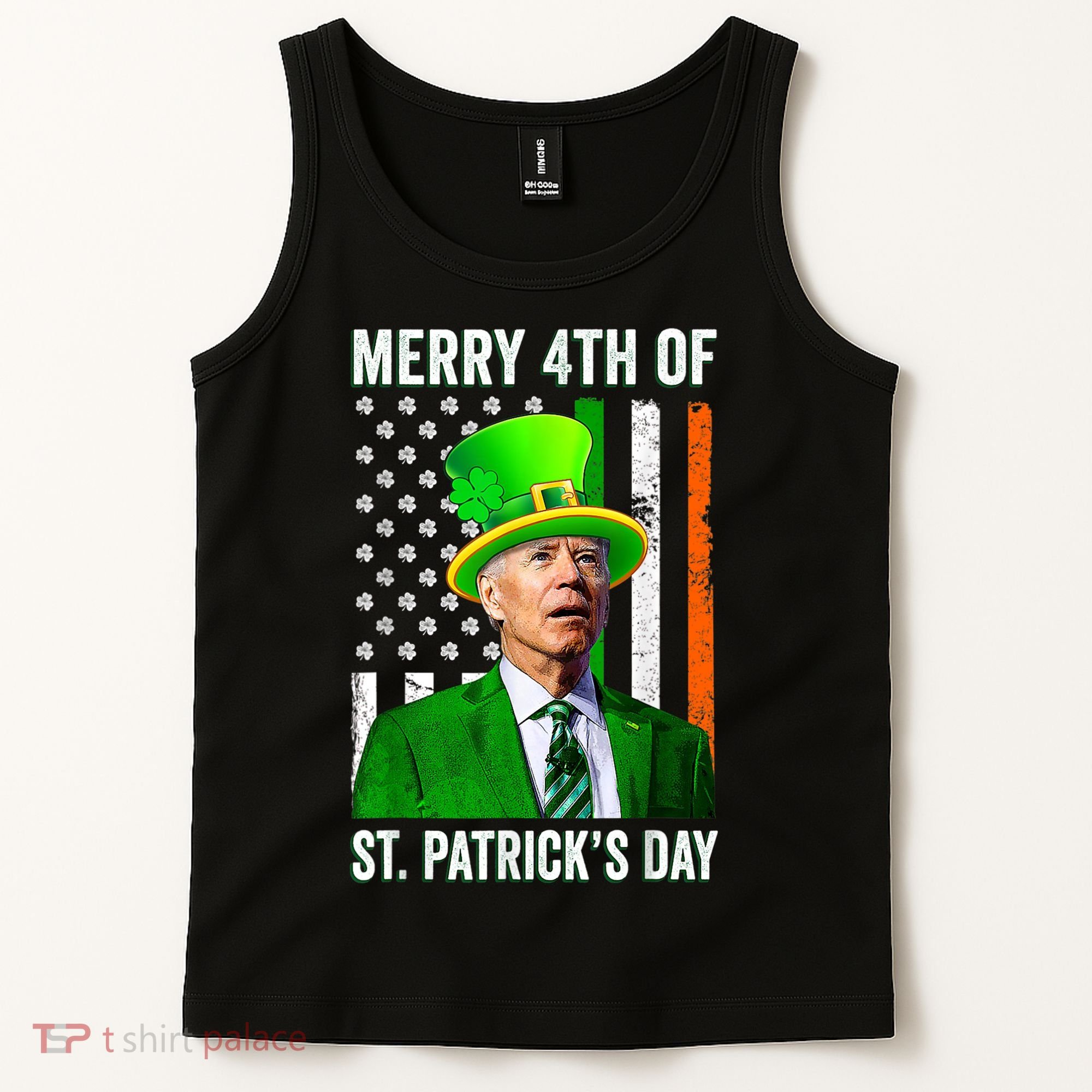 Merry 4th Of St Patrick's Day Joe Biden Leprechaun Hat Tank Top