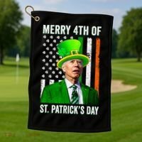 Merry 4th Of St Patrick's Day Joe Biden Leprechaun Hat Golf Towel thumb 1