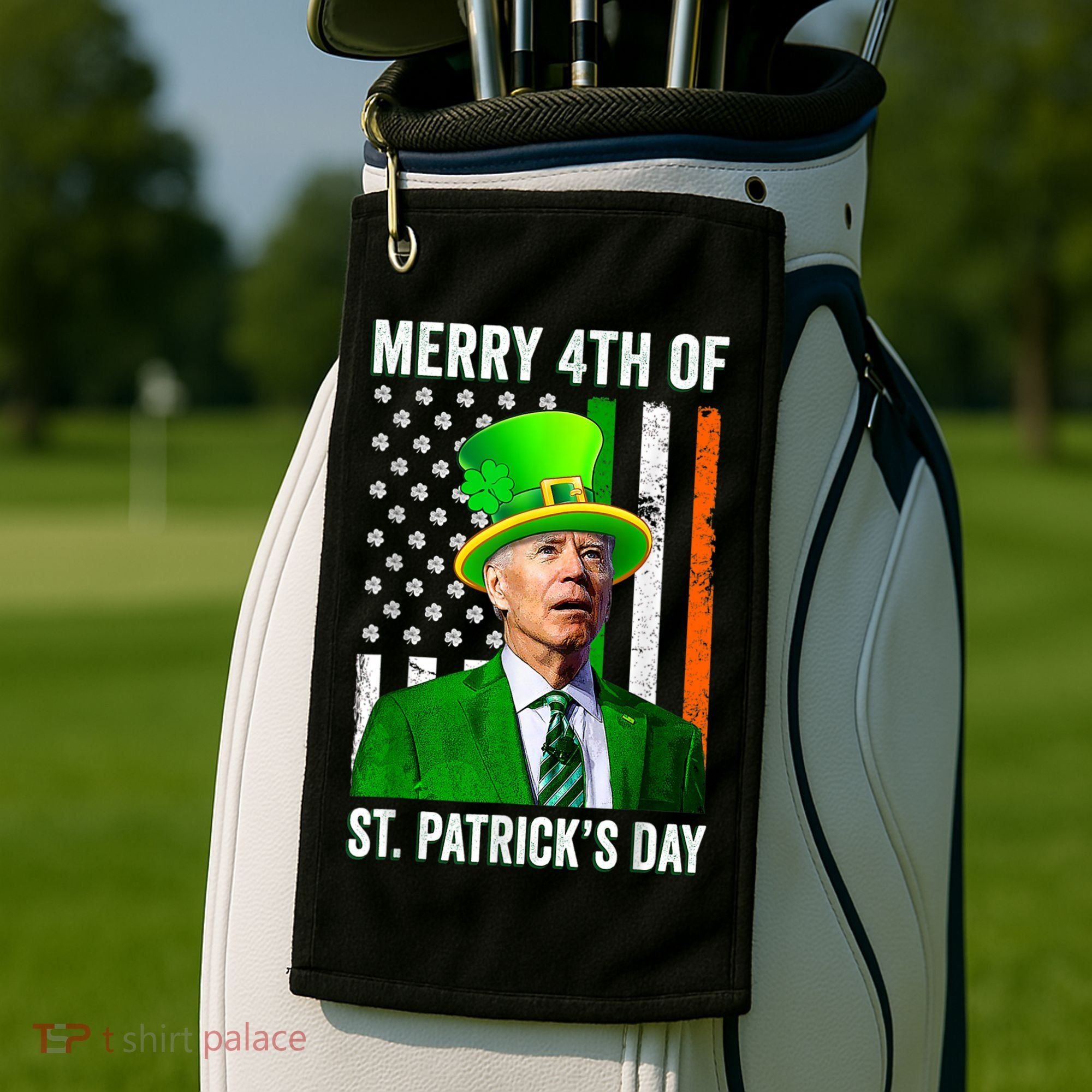 Merry 4th Of St Patrick's Day Joe Biden Leprechaun Hat Golf Towel
