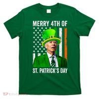 Merry 4th Of St Patrick's Day Joe Biden Leprechaun Hat T-Shirt thumb 0