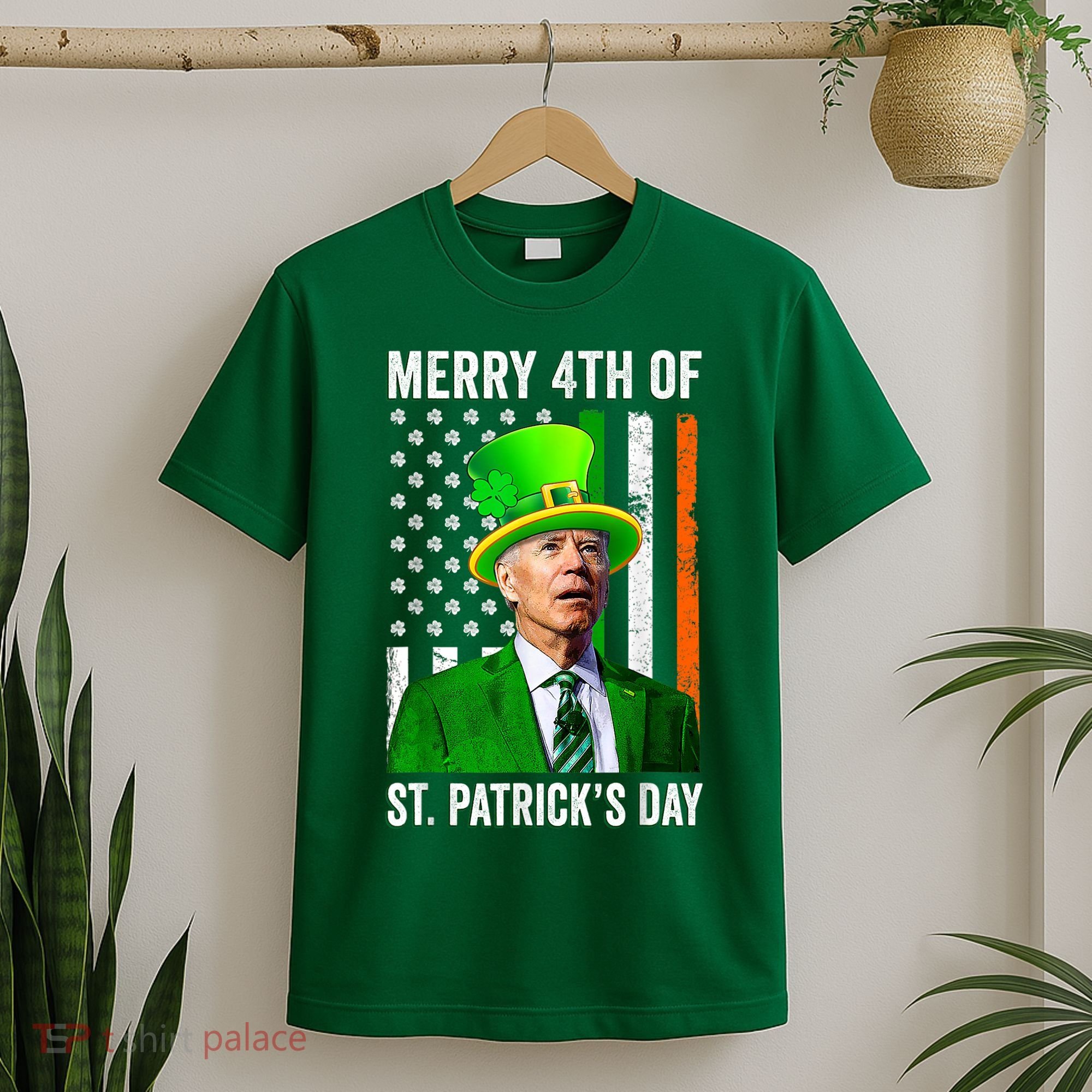 Merry 4th Of St Patrick's Day Joe Biden Leprechaun Hat T-Shirt