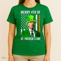 Merry 4th Of St Patrick's Day Joe Biden Leprechaun Hat T-Shirt thumb 4