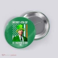 Merry 4th Of St Patrick's Day Joe Biden Leprechaun Hat Button thumb 0