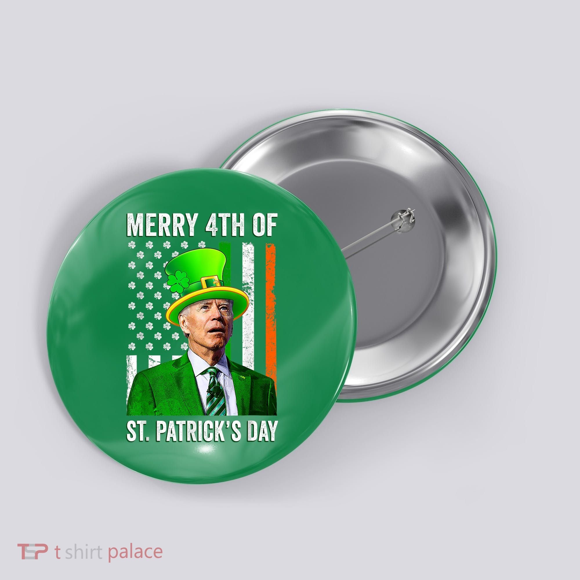 Merry 4th Of St Patrick's Day Joe Biden Leprechaun Hat Button