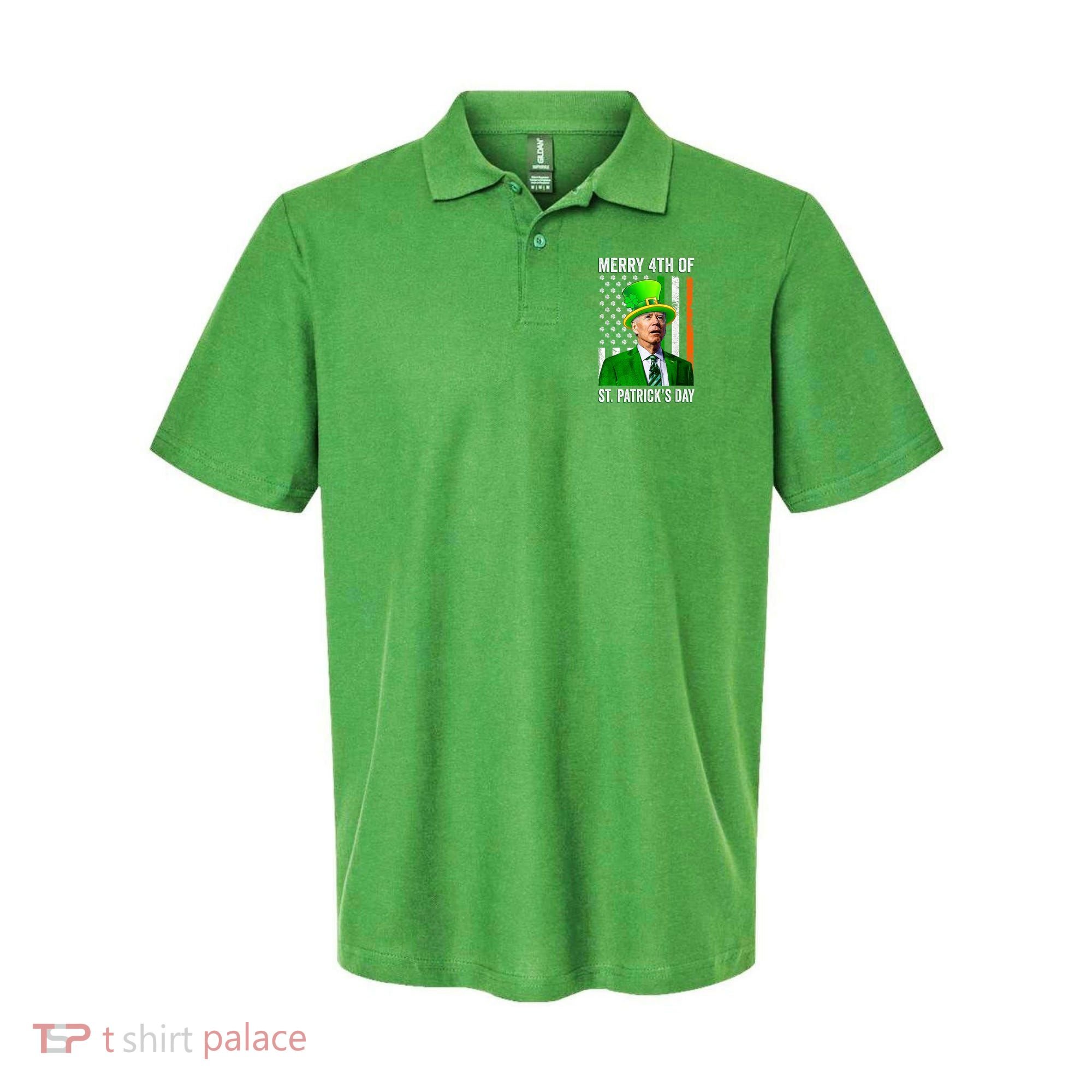 Merry 4th Of St Patrick's Day Joe Biden Leprechaun Hat Polo