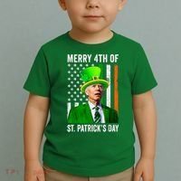 Merry 4th Of St Patrick's Day Joe Biden Leprechaun Hat Toddler T-Shirt thumb 2