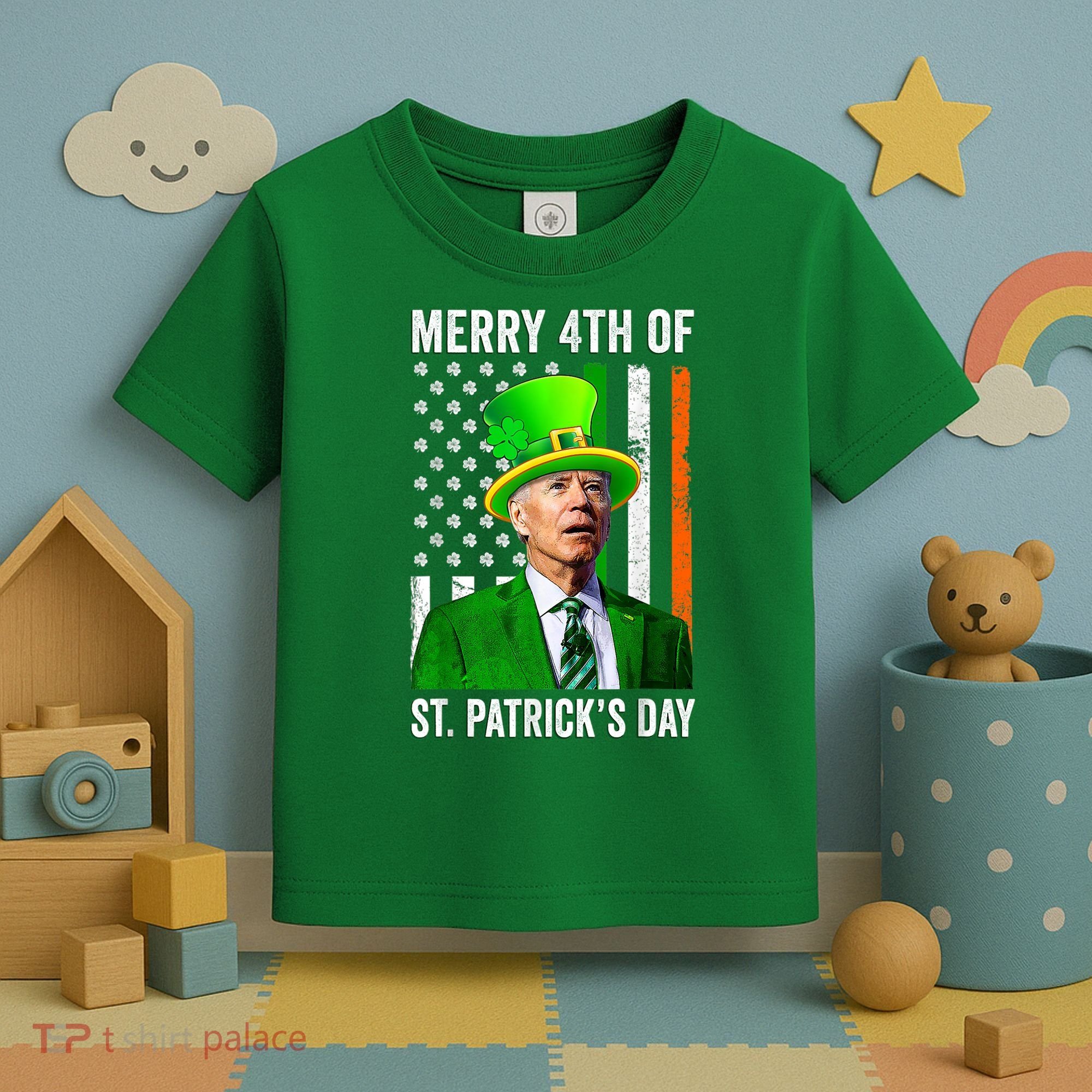 Merry 4th Of St Patrick's Day Joe Biden Leprechaun Hat Toddler T-Shirt