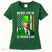 Merry 4th Of St Patrick's Day Joe Biden Leprechaun Hat Women's T-Shirt thumb 0