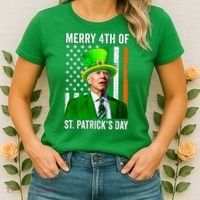 Merry 4th Of St Patrick's Day Joe Biden Leprechaun Hat Women's T-Shirt thumb 2