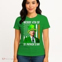 Merry 4th Of St Patrick's Day Joe Biden Leprechaun Hat Women's T-Shirt thumb 4