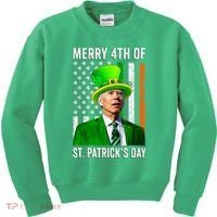 Merry 4th Of St Patrick's Day Joe Biden Leprechaun Hat Kids Sweatshirt thumb 0