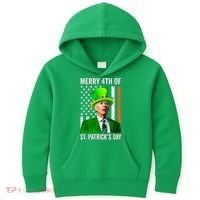 Merry 4th Of St Patrick's Day Joe Biden Leprechaun Hat Kids Hoodie thumb 0