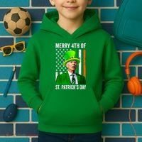 Merry 4th Of St Patrick's Day Joe Biden Leprechaun Hat Kids Hoodie thumb 2