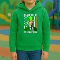Merry 4th Of St Patrick's Day Joe Biden Leprechaun Hat Kids Hoodie thumb 3