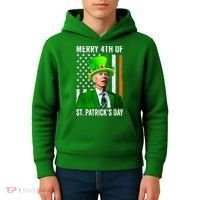 Merry 4th Of St Patrick's Day Joe Biden Leprechaun Hat Kids Hoodie thumb 4