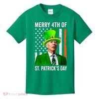 Merry 4th Of St Patrick's Day Joe Biden Leprechaun Hat Kids T-Shirt thumb 0