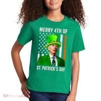 Merry 4th Of St Patrick's Day Joe Biden Leprechaun Hat Kids T-Shirt thumb 2