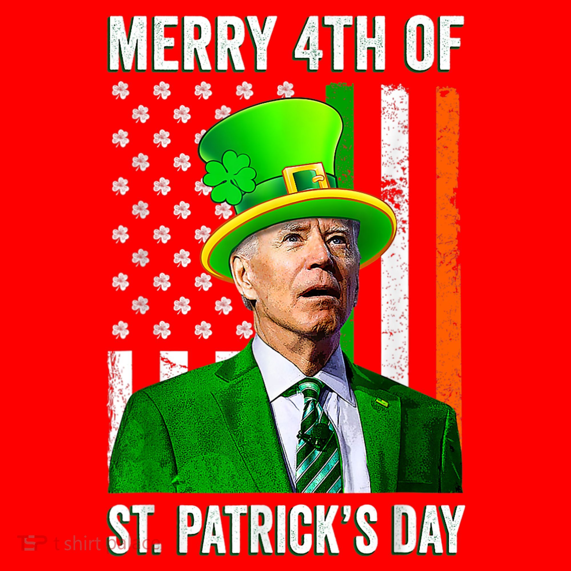 Merry 4th Of St Patrick's Day Joe Biden Leprechaun Hat Santa Hat