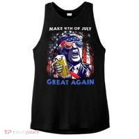 Make 4th Of July Great Again Funny Trump Drinking Beer Ladies PosiCharge Tri-Blend Wicking Tank thumb 0