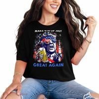 Make 4th Of July Great Again Funny Trump Drinking Beer Comfort Colors T-Shirt thumb 0