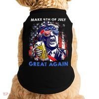 Make 4th Of July Great Again Funny Trump Drinking Beer Doggie Tank thumb 0