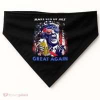 Make 4th Of July Great Again Funny Trump Drinking Beer USA-Made Doggie Bandana thumb 0