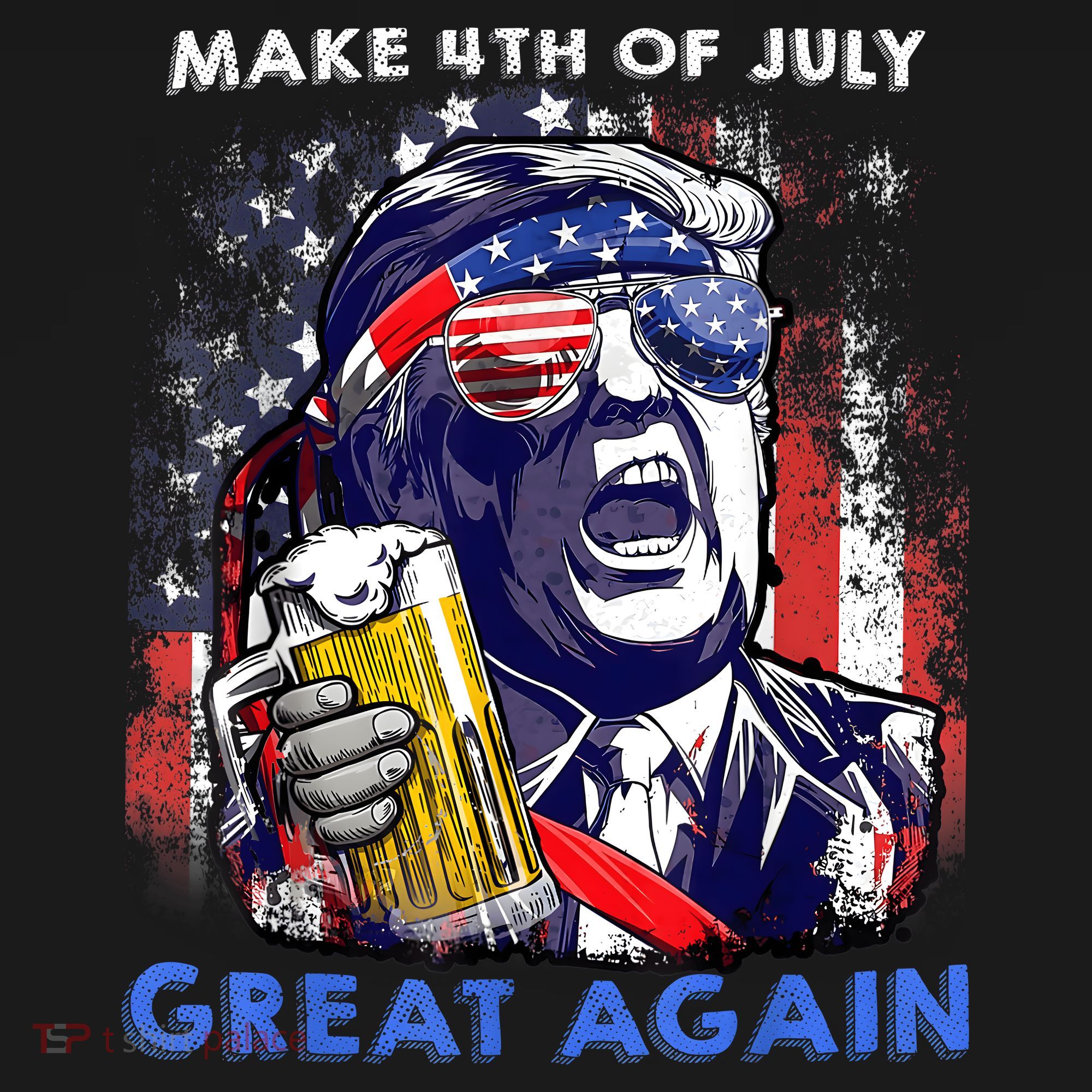 Make 4th Of July Great Again Funny Trump Drinking Beer T-Shirt