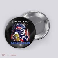 Make 4th Of July Great Again Funny Trump Drinking Beer Button thumb 0