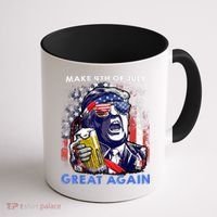 Make 4th Of July Great Again Funny Trump Drinking Beer Coffee Mug thumb 1