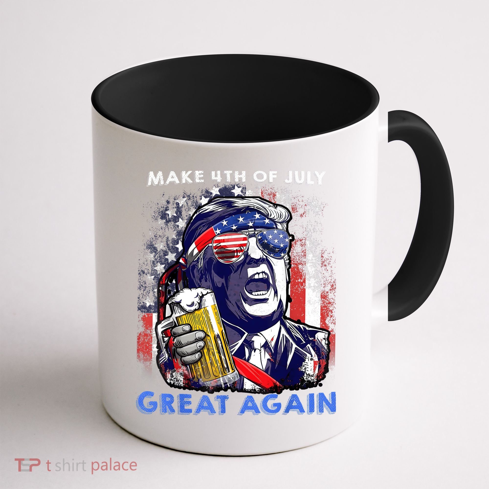 Make 4th Of July Great Again Funny Trump Drinking Beer Coffee Mug