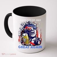 Make 4th Of July Great Again Funny Trump Drinking Beer Coffee Mug thumb 0