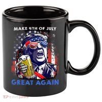Make 4th Of July Great Again Funny Trump Drinking Beer 11oz C Handle Ceramic Mug thumb 0