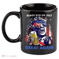 Make 4th Of July Great Again Funny Trump Drinking Beer 11oz C Handle Ceramic Mug thumb 2