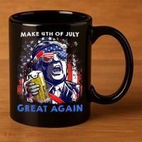 Make 4th Of July Great Again Funny Trump Drinking Beer 11oz C Handle Ceramic Mug thumb 3