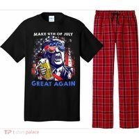 Make 4th Of July Great Again Funny Trump Drinking Beer Pajama Set thumb 0