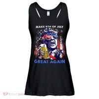 Make 4th Of July Great Again Funny Trump Drinking Beer Ladies Essential Flowy Tank thumb 0