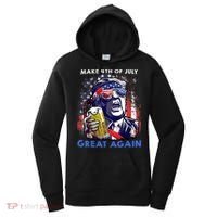 Make 4th Of July Great Again Funny Trump Drinking Beer Women's Hoodie thumb 0