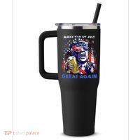Make 4th Of July Great Again Funny Trump Drinking Beer 40oz Vacuum Insulated Stainless Steel Travel Tumbler thumb 2