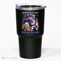 Make 4th Of July Great Again Funny Trump Drinking Beer Tumbler thumb 0