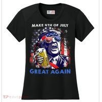 Make 4th Of July Great Again Funny Trump Drinking Beer Women's Cooling Performance Crew T-Shirt thumb 0
