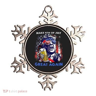 Make 4th Of July Great Again Funny Trump Drinking Beer Ornament