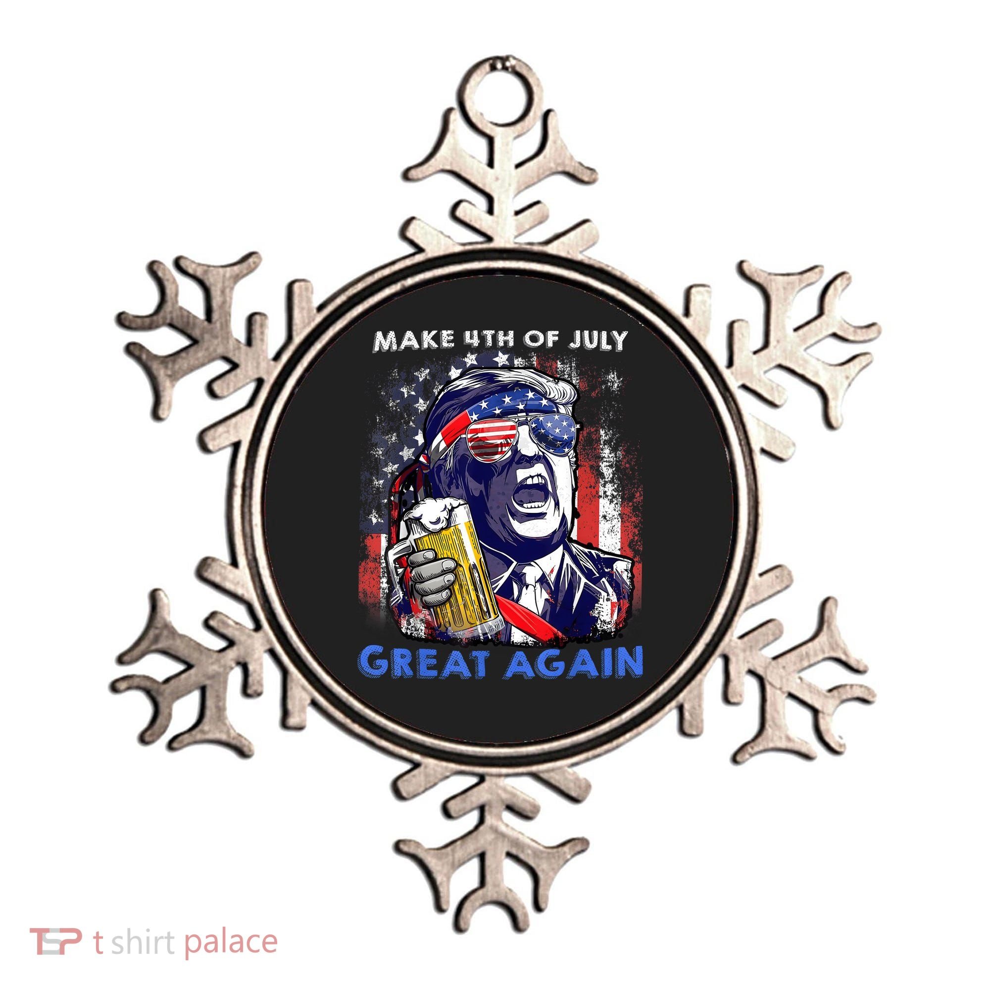 Make 4th Of July Great Again Funny Trump Drinking Beer Ornament