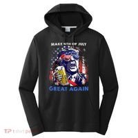 Make 4th Of July Great Again Funny Trump Drinking Beer Performance Fleece Hoodie thumb 0